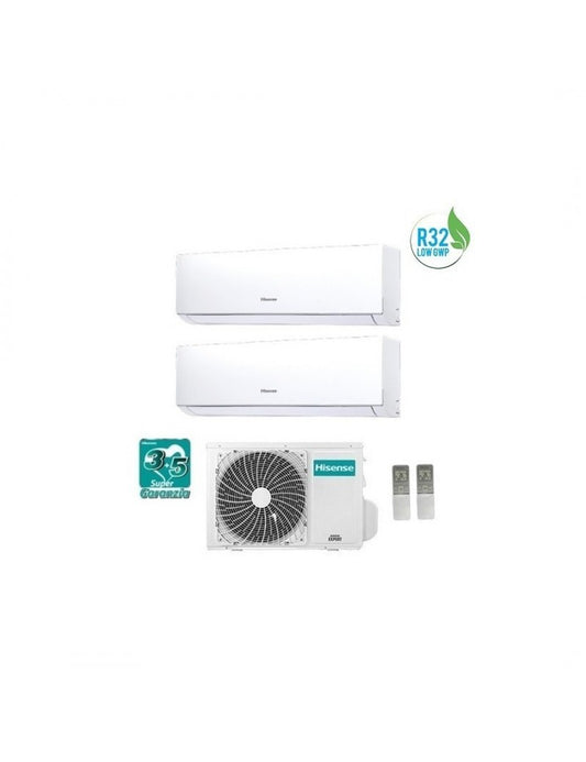 Kit Climatizzatore Condizionatore Hisense Dual Split Inverter serie HI-COMFORT 12+12 con 2AMW52U4RXC R-32 Wi-Fi Integrato